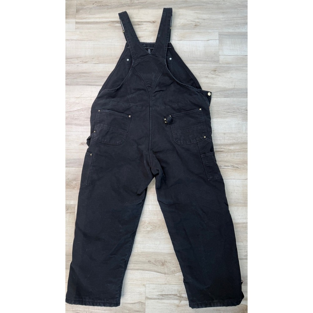 Carhartt R02 BLK Men's Black Cotton Canvas Work Bib Overalls 44x28 - Picture 7 of 9
